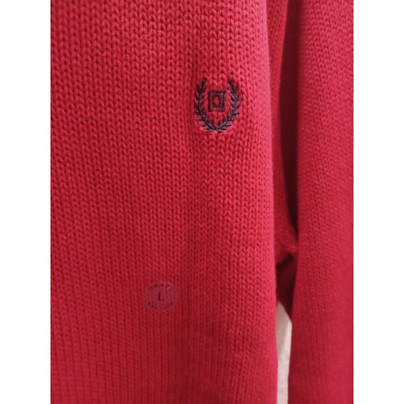 CHAPS RED COTON LONG SLEEVE KNITTED CASUAL PULLOVER MENS SWEATER SIZE LG NEW - Picture 3 of 6